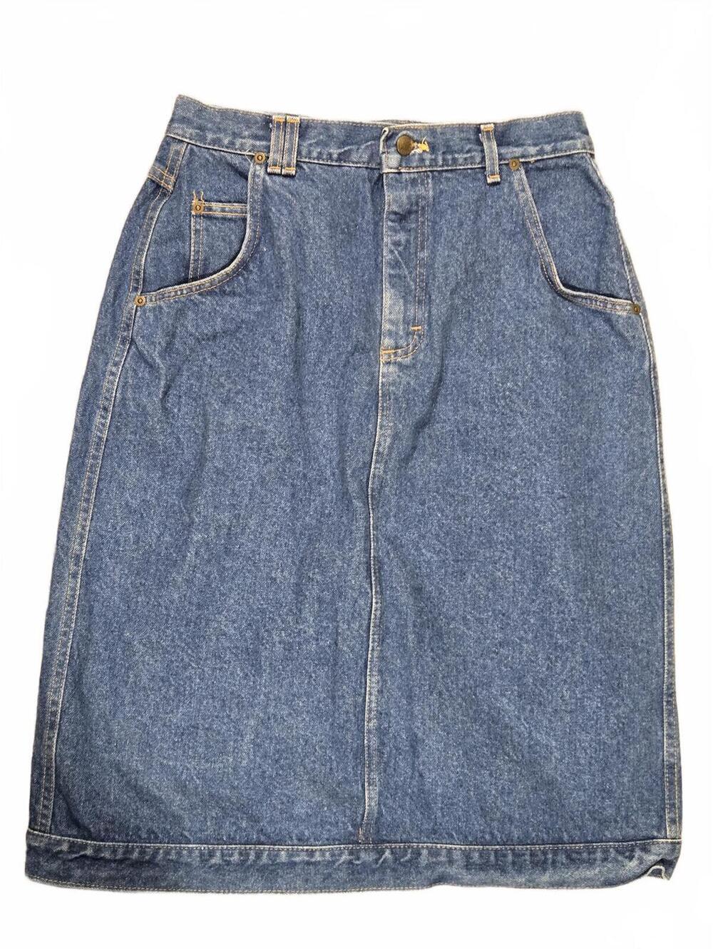 Vintage Lee Denim Midi Skirt Sz 16 80s 90s Western
